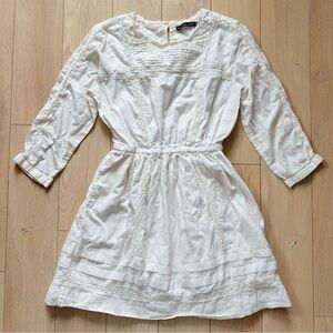 Abercrombie & Fitch Cotton Lace Peasant Dress White Size XS Boho